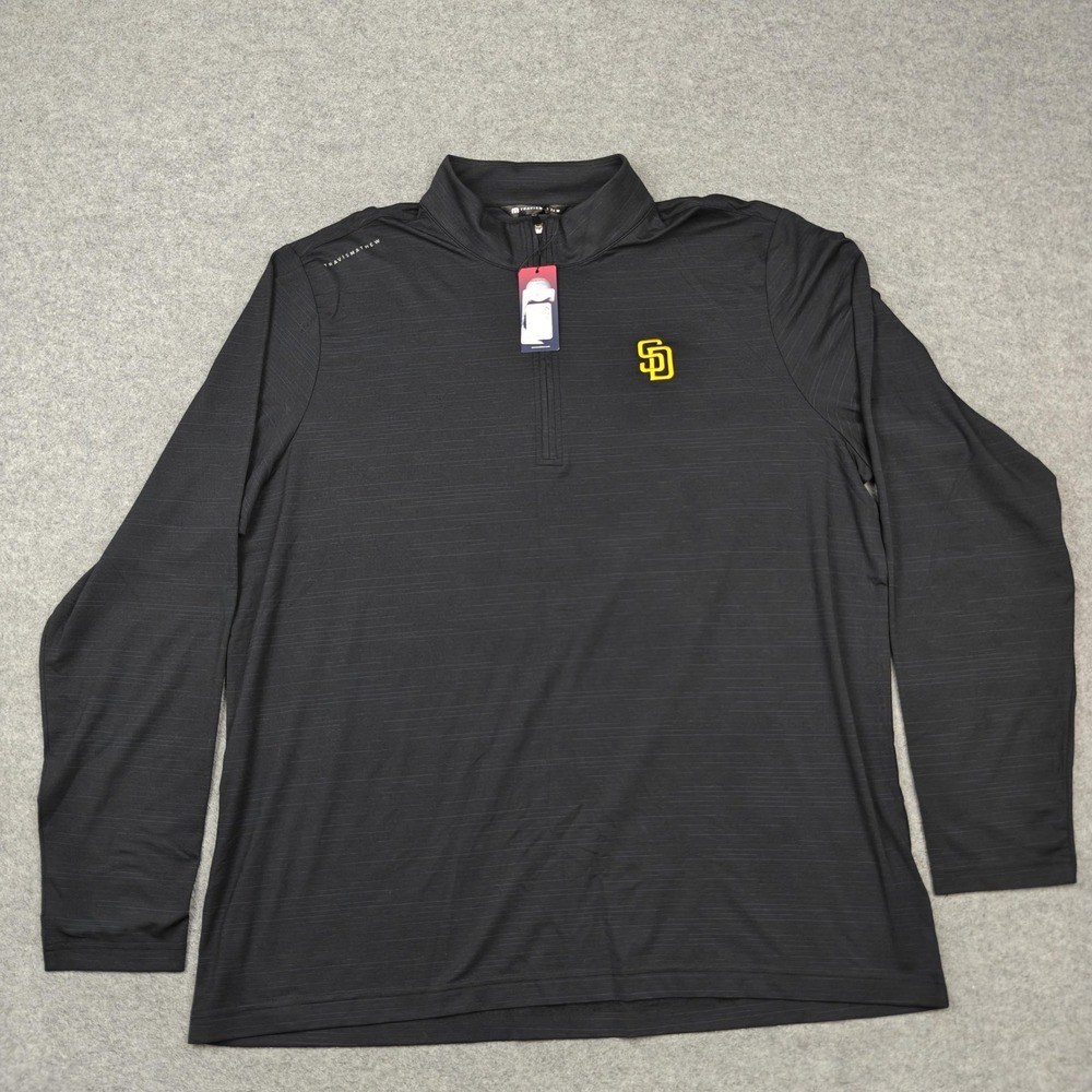 Travis Mathew San Diego Padres Shirt Mens 2XL Gray MLB Baseball 1/4 Zip Pullover